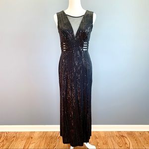 Enfocus Studio Black Sequined Evening Dress